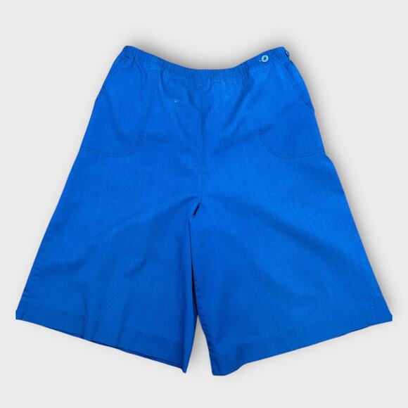 Vintage 70s The Fox Collection Women's Wide Leg Shorts Culottes Blue Missy 16 - Picture 1 of 9
